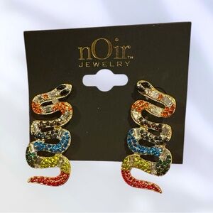 Noir Jewelry Snake Earrings – Multicolor Crystal Statement Earrings